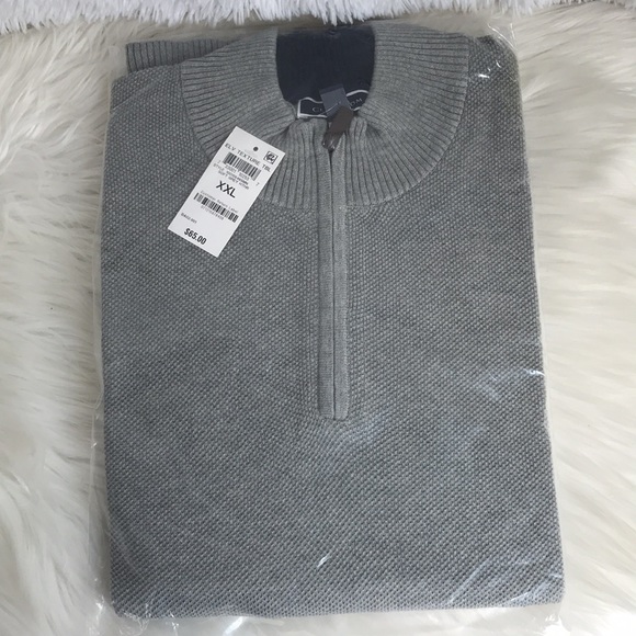 CLUB ROOM Grey Textured Quarter Zip Pullover Sweat - Picture 6 of 11